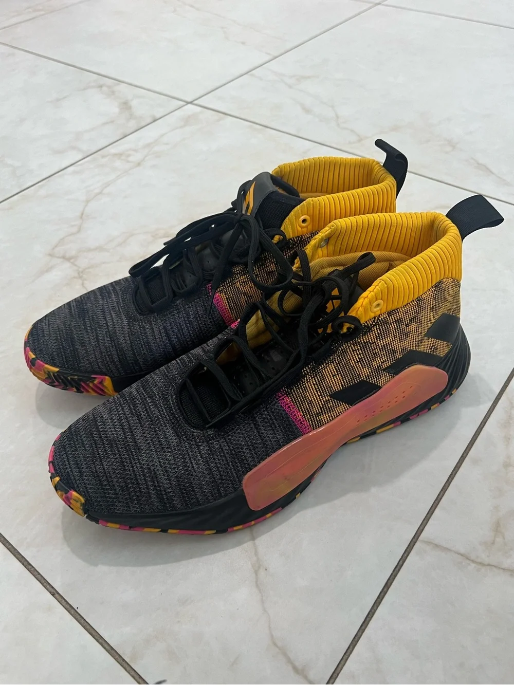 Adidas Black Pink Yellow Dame 5 Asia Tour Sneakers Size 13 US